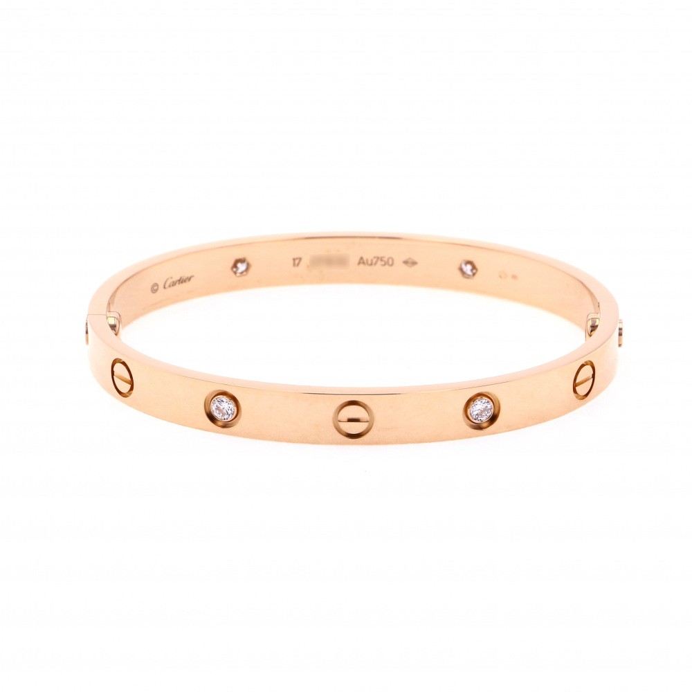 Cartier Love Half Diamond #17 Bracelet 18K Rose Gold