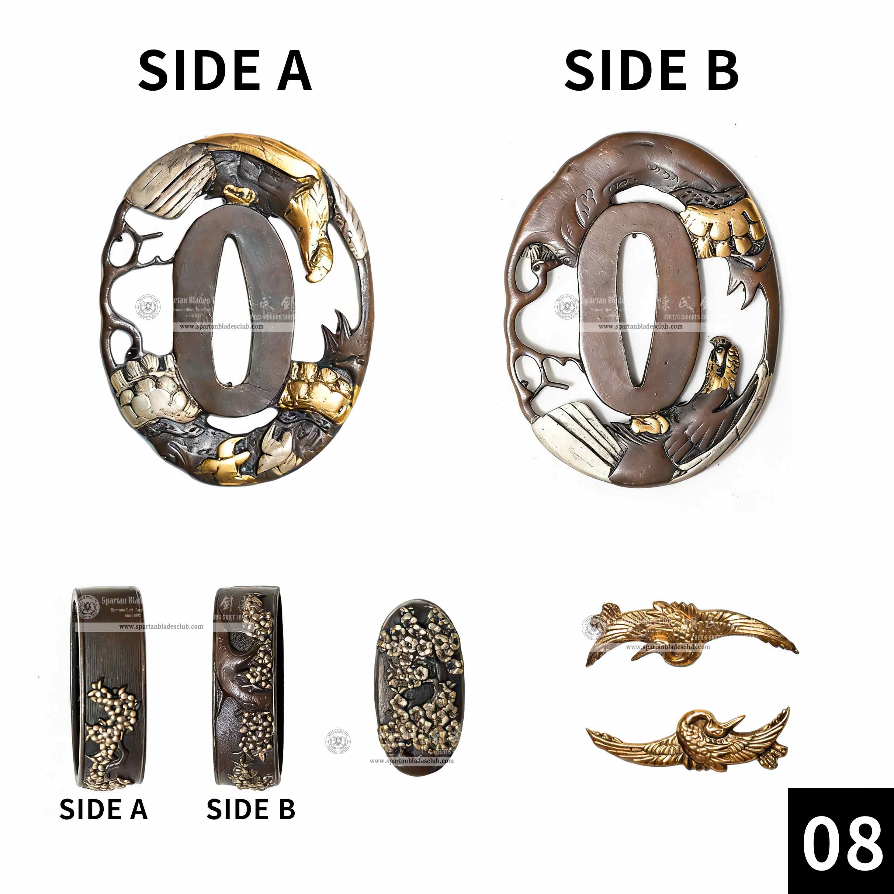 Custom Your Katana | Bird | Complete Set Fittings (Brass Gilded) | Spartan Blades Club | CHEN'S SWORDS 1892 - Spartan Blades Club - 陳氏劍莊1892