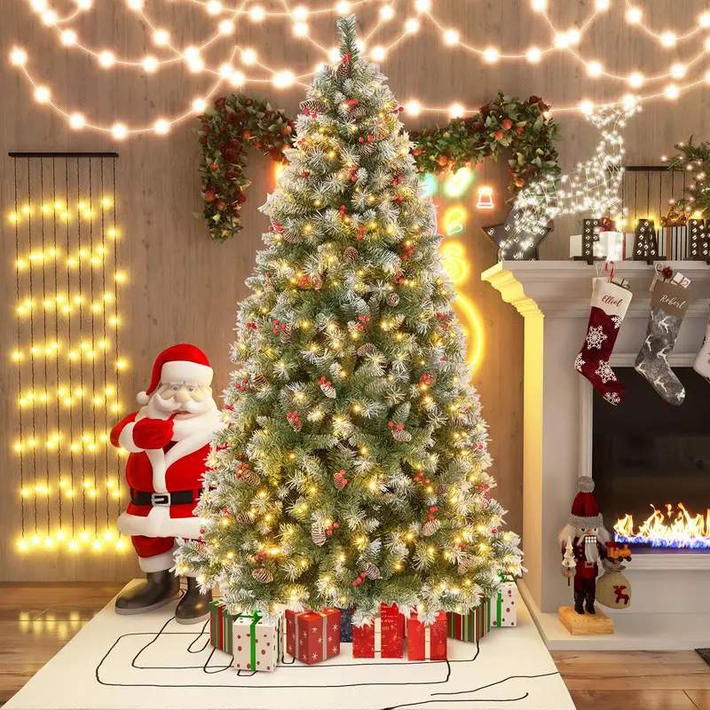Pre-Lit Christmas Tree with 8 Light Modes – Adjustable Brightness & Timer