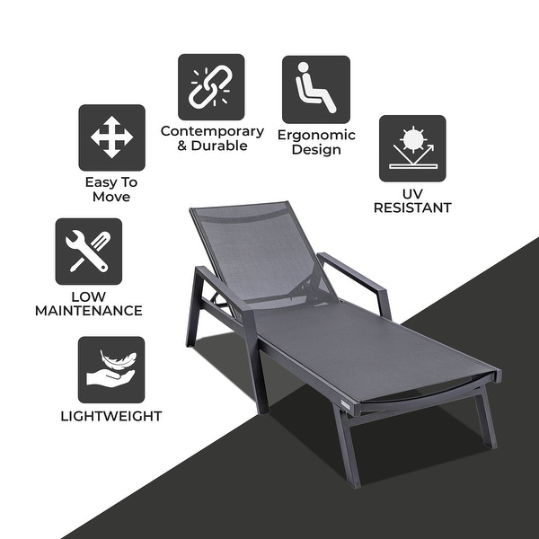 Aluminum Beach Pool Sun Lounge Chair Sling Mesh Fabric With Arms,Stackable Chaise Lounger (Set of 2)