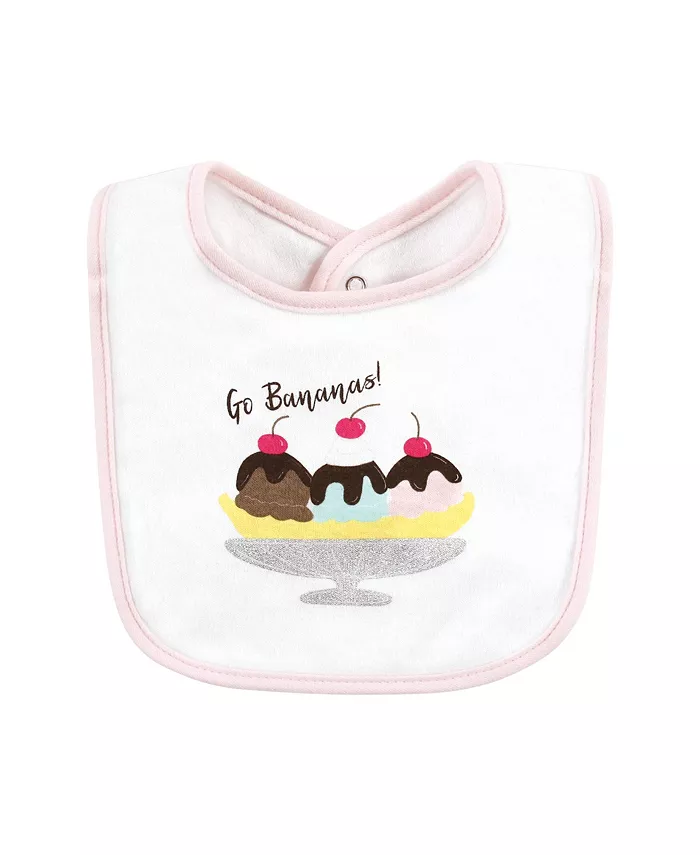 Hudson Baby Infant Girls Cotton Bibs, Banana Split, One Size