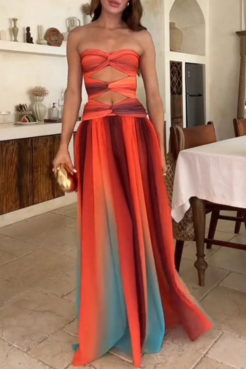 Strapless Ombre Maxi Dress | Evening GownClistos