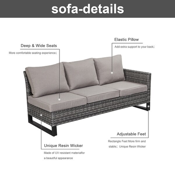 7PCS Sectional PE Wicker Rattan Sofa