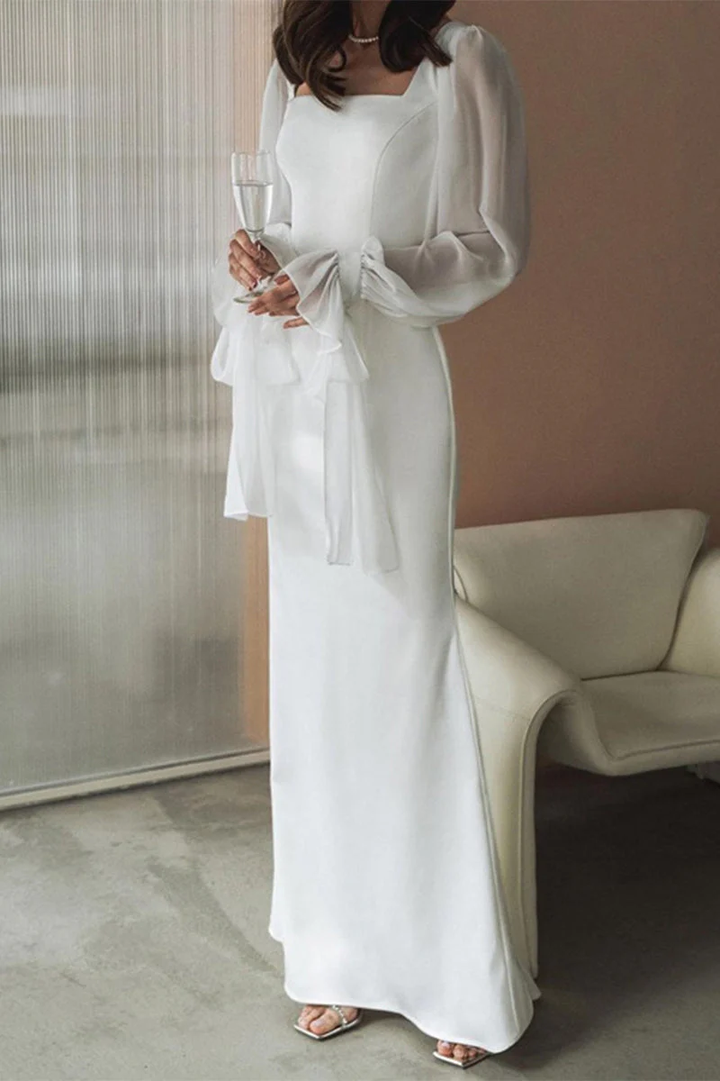 Elegant Square Neck A-Line GownClistos