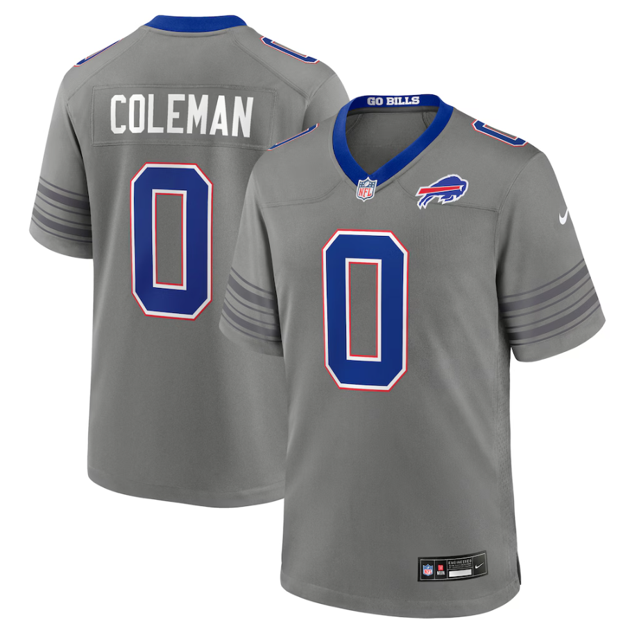 Men's Buffalo Bills Keon Coleman #0 Gray Nickel City Game Jersey