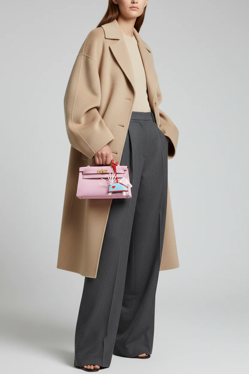 Hermès Rodeo Coeur PM Charm Rose Darling/Rouge Radieux/Celeste Lambskin