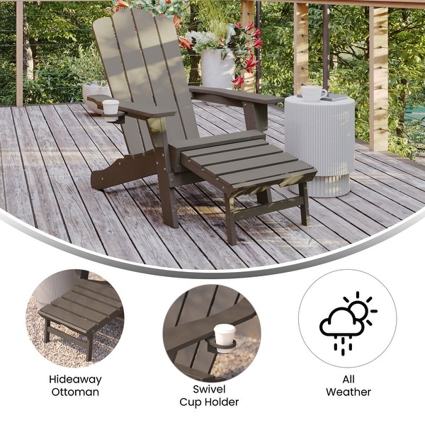 Commercial AllWeather Adirondack Chair with Pullout Ottoman and Cupholder