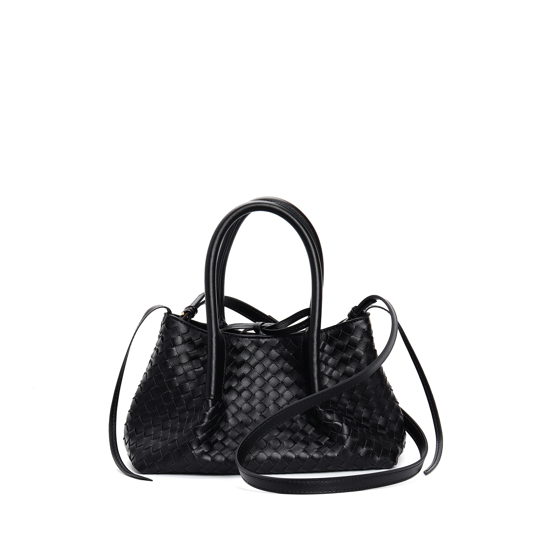 Black Woven Leather Tote Bag