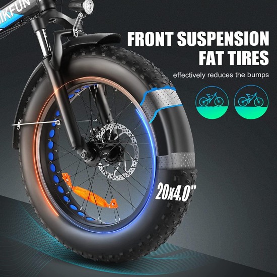 20″ 4.0 Fat Tire Electric Dirt Bikes, 20 inch 48V 500 Watt Adults Electric Bicycles Folding Ebike 12.5Ah 600Wh Battery LCD Display, Electric Beach Cuiser Snow Bike