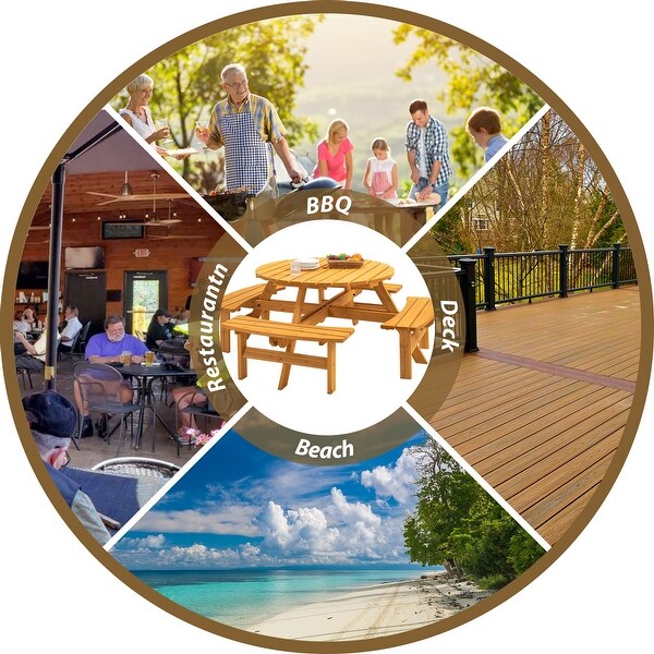 Merax 8 Person Wooden Picnic Table Set
