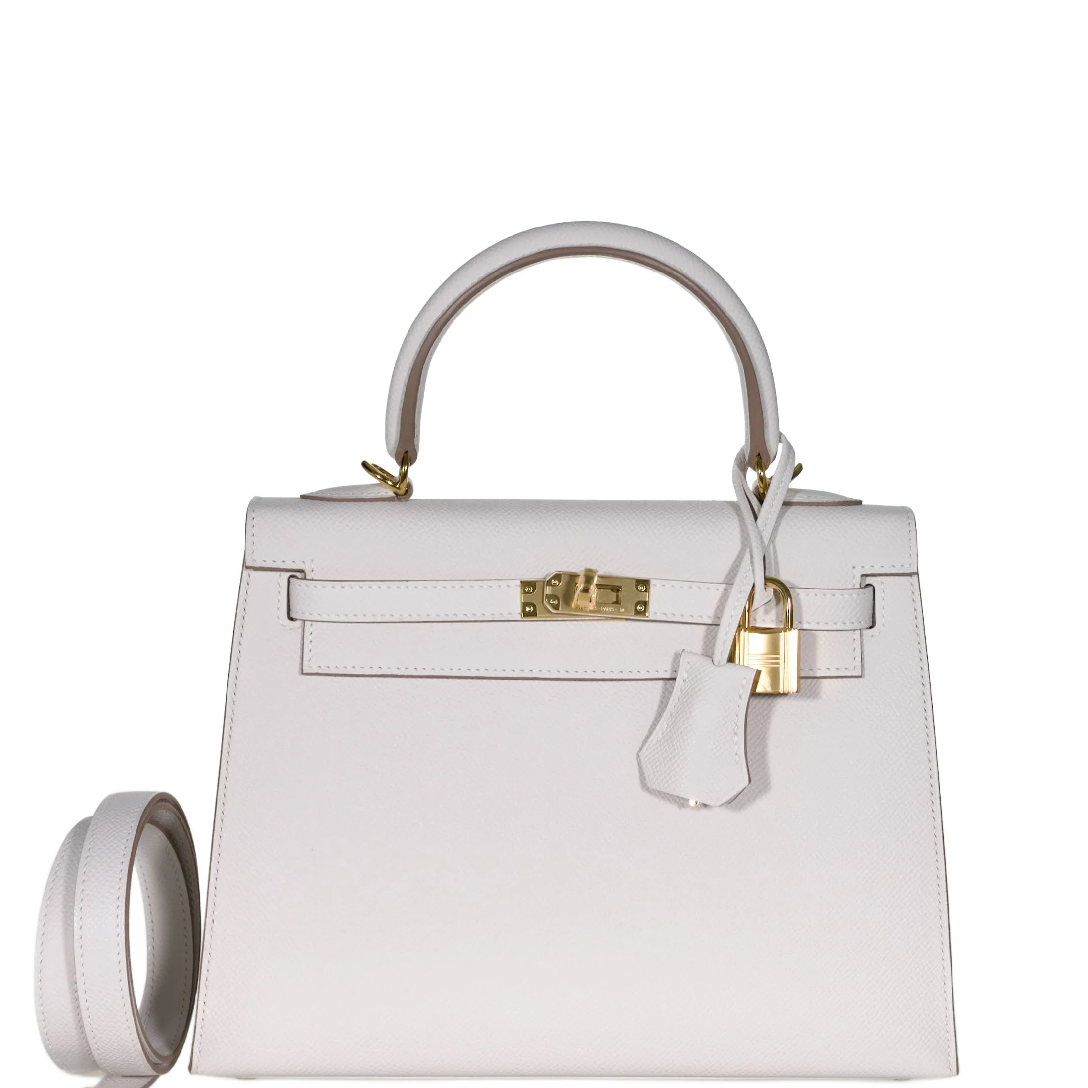 Hermès Kelly 25 Sellier Gris Pâle Epsom Gold Hardware