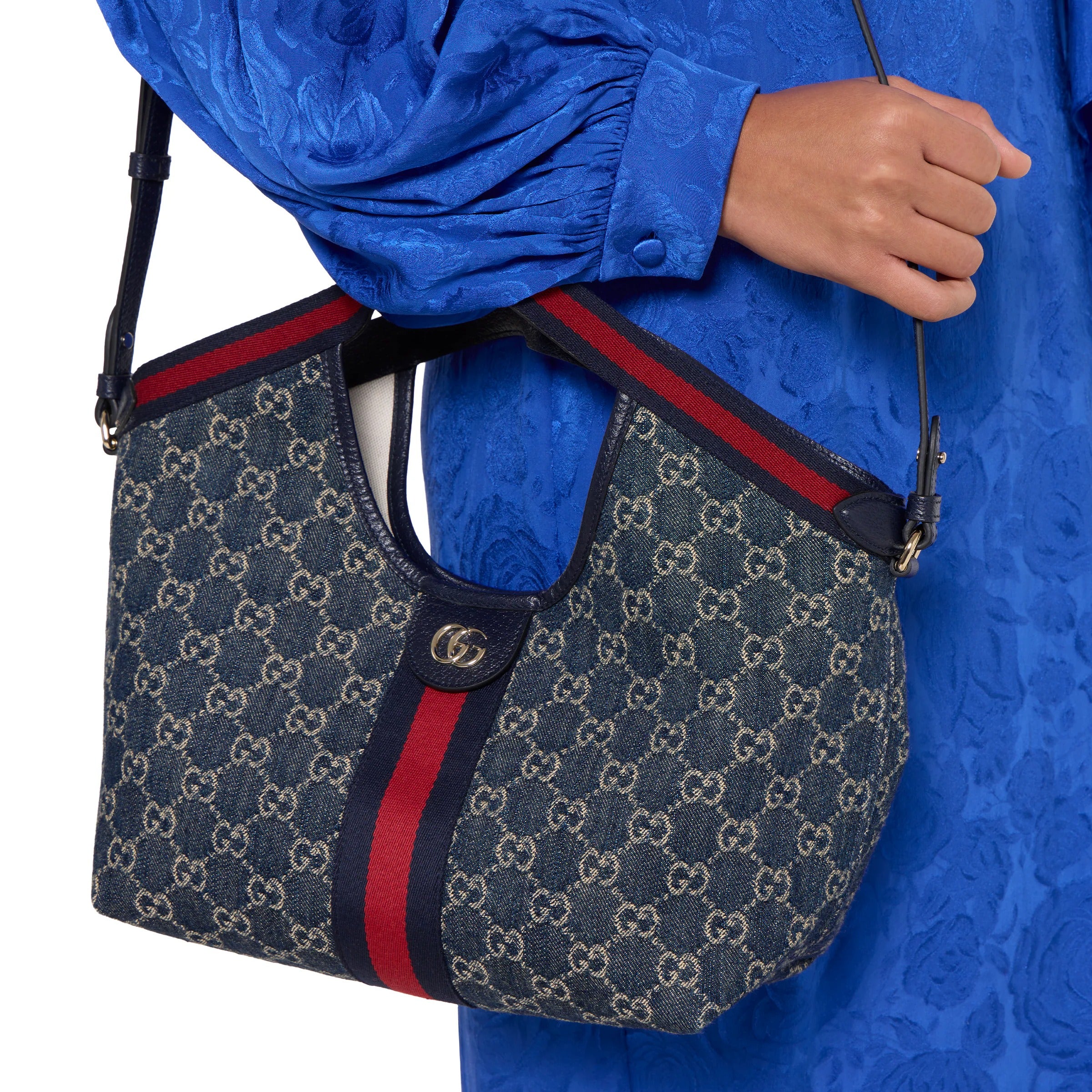 Gucci GG Denim Giglio Small Tote Bag – Blue