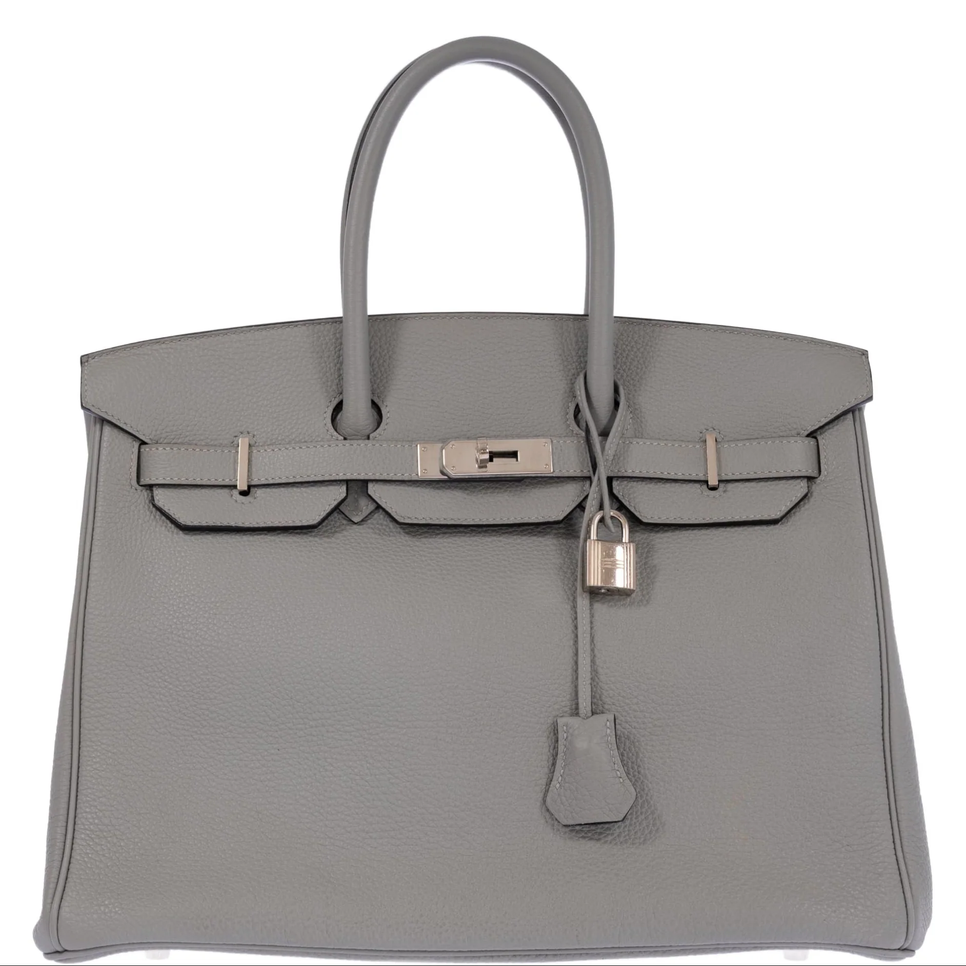 Hermès Birkin 35 HSS Bi-Color Gris Mouette and Vert Foncé Togo Palladium Hardware