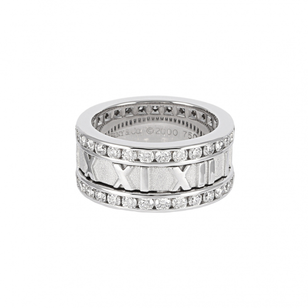 Tiffany & Co. Atlas Ring 18K White Gold Diamond