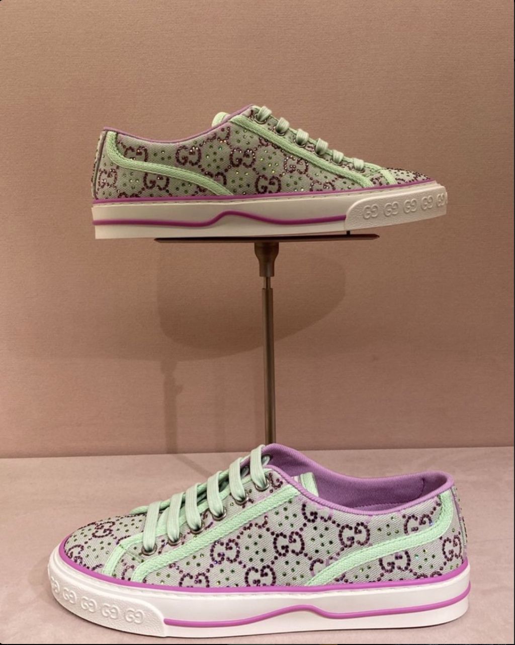 Gucci Tennis 1977 Sneaker Green And Lilac 782359 Fabzz 8641