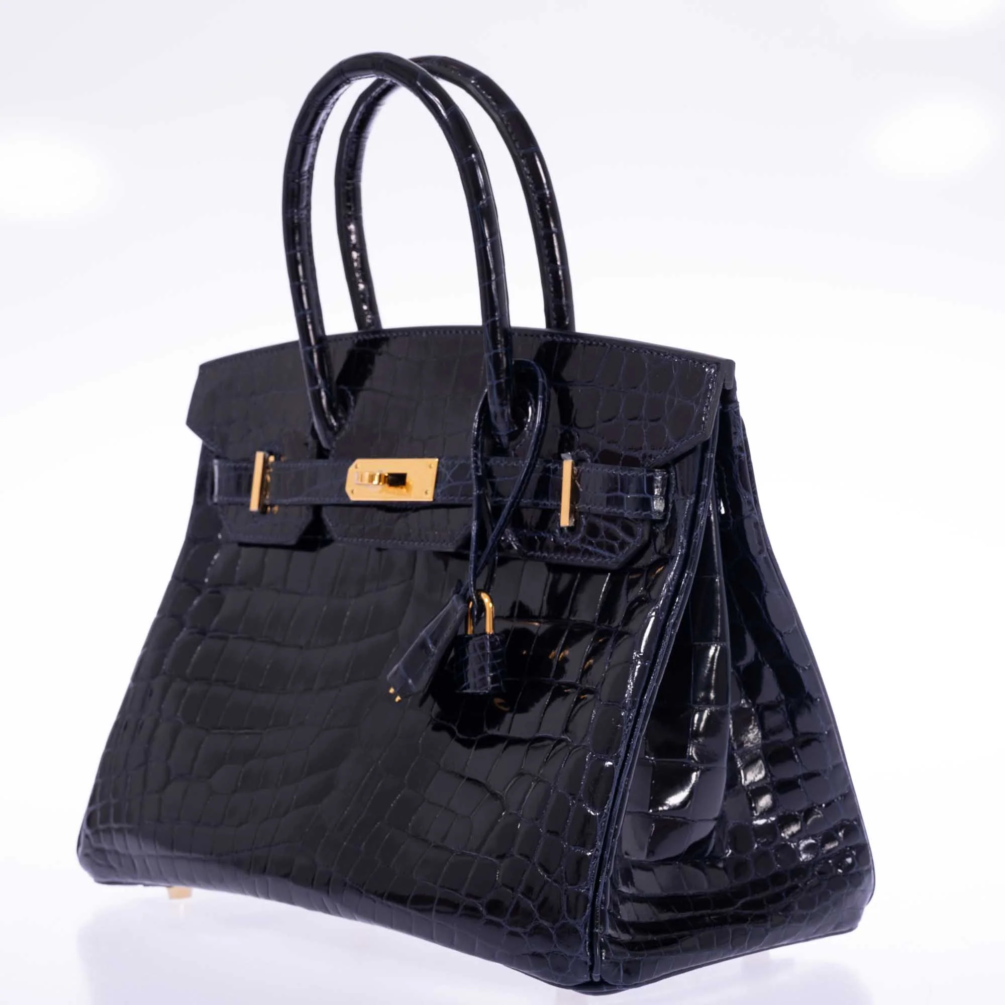 Hermès Birkin 30 Bleu Marine Shiny Niloticus Crocodile Gold Hardware