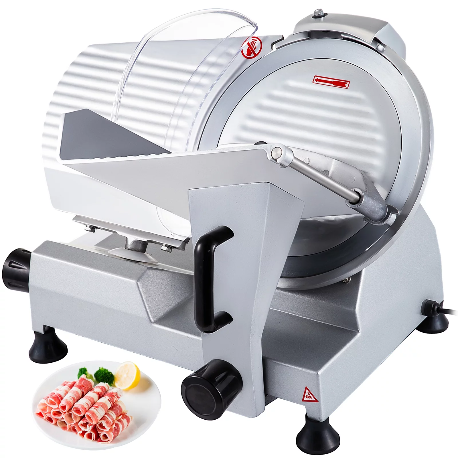 VEVORbrand Commercial Meat Slicer 12 inch,Electric Food Cutter Semi-Auto 250W Premium Stainless Steel Adjustable Thickness for Cheese Veggies Ham Fruit, Sliver