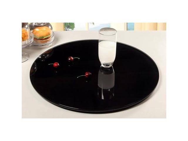 Chintaly Imports Lazy Susan Round Rotating Tray, 24-Inch, Glass/Black
