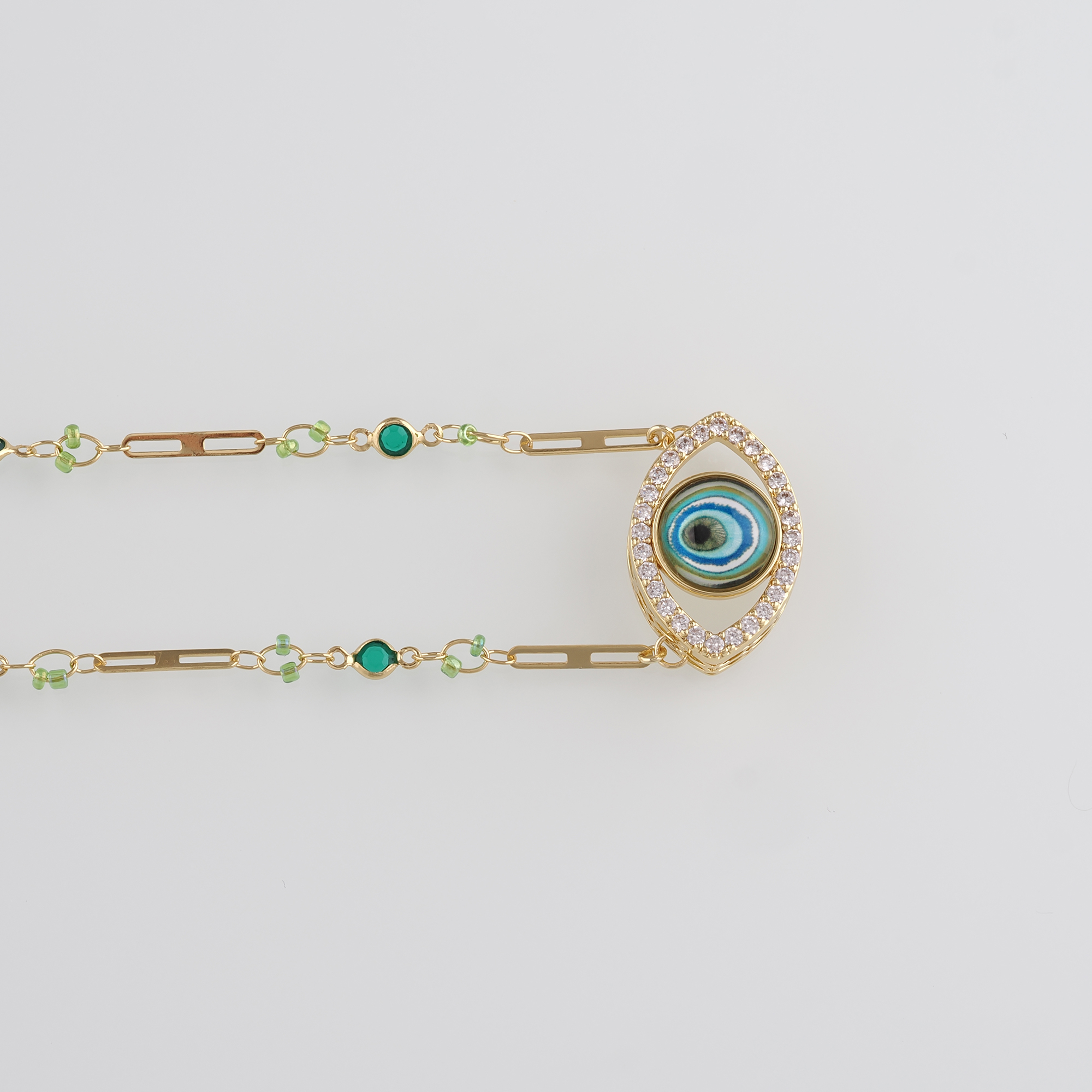 18K Gold Filled Evil Eye Link Necklace,Cable Chain,Minimalist Necklace,Evil Eye Chain Necklace,Adjustable Necklace