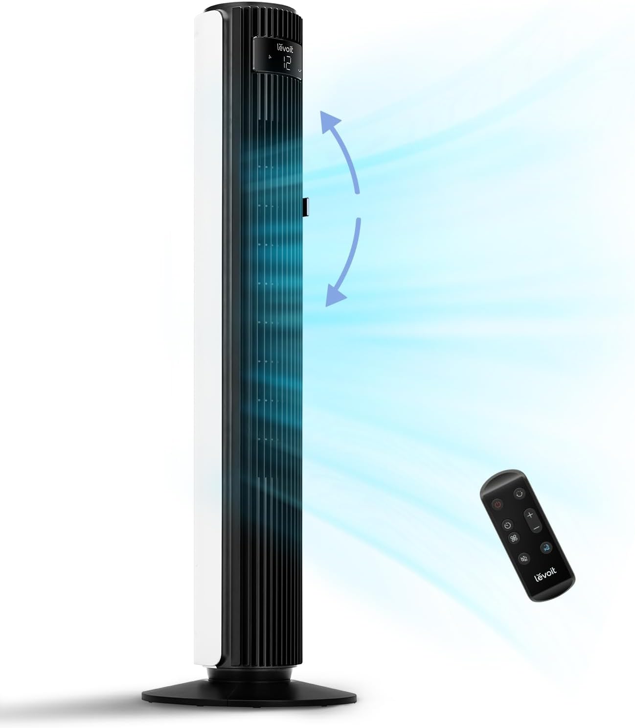LEVOIT Tower Fan for Bedroom, Standing Fan that Blows Cold Air for Home, 28dB Quiet for Sleep, Remote, 90° Oscillation, 12H Timer, 25ft/s Velocity, 5 Speeds, 4 Modes, Bladeless 36 inch, White