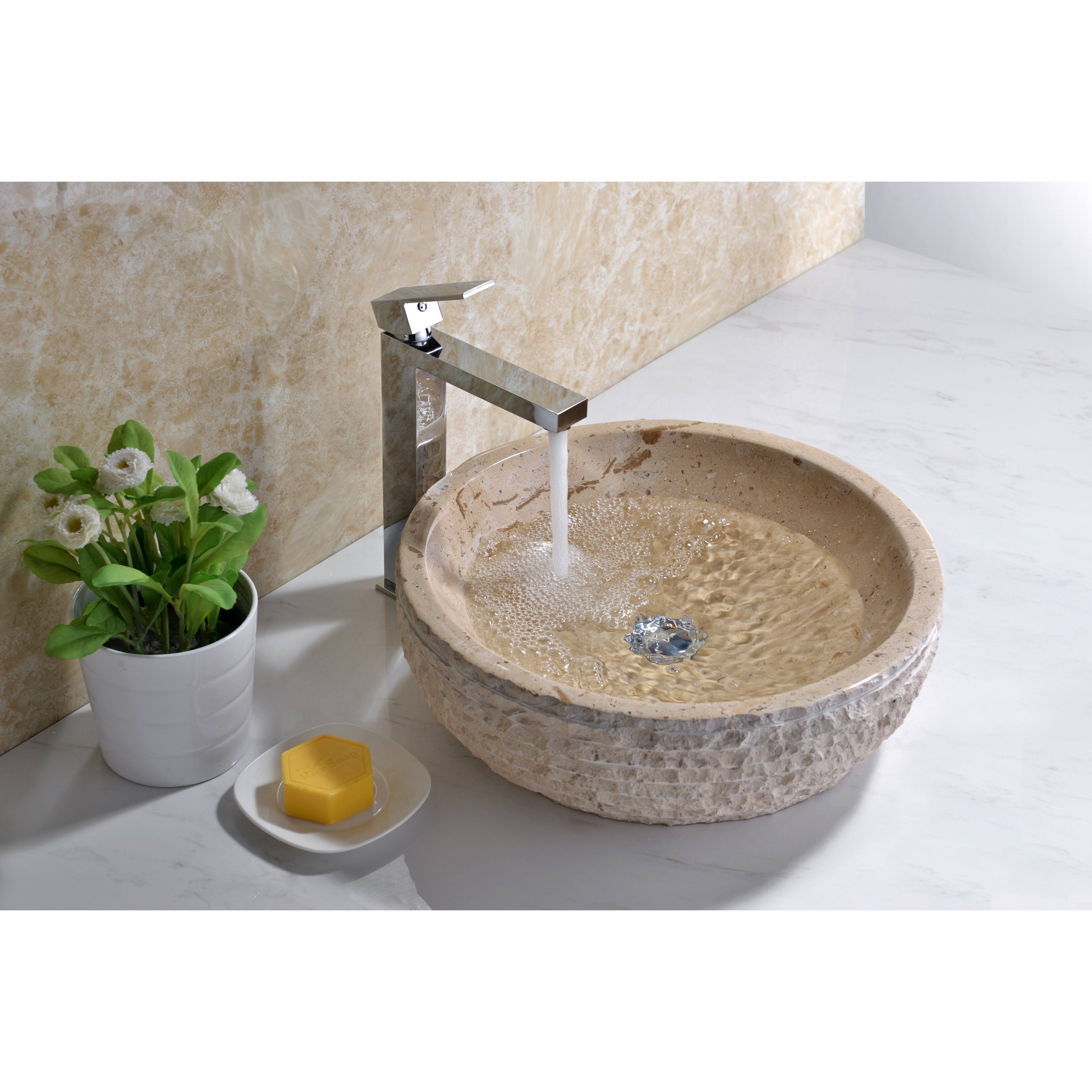 Anzzi LS-AZ147 Desert Basin Vessel Sink in Classic Cream Marble