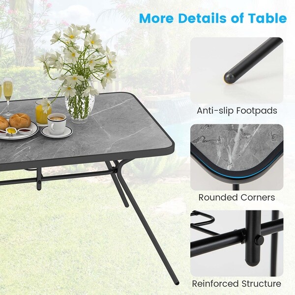 Costway Patio Rectangle Dining Table 49'' x 29.5'' MarbleLike