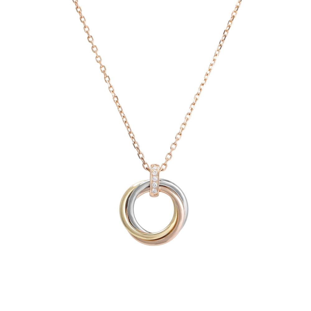 Cartier Trinity Necklace Tri-Gold Diamond B7058700