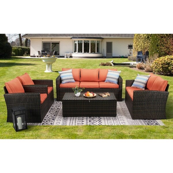 5piece Wicker Patio Conversation Furniture Set