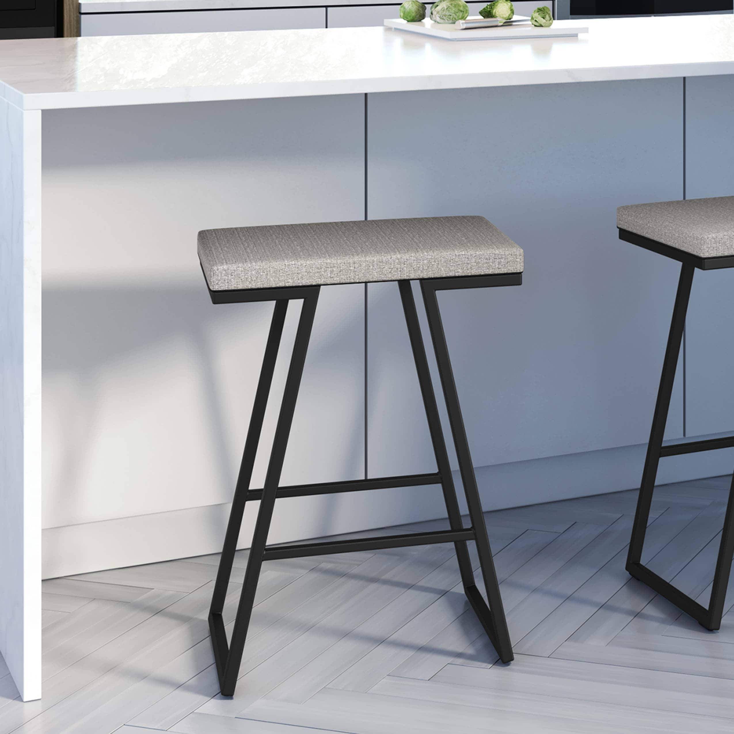 Amisco Axis 26.25x22 Sleek PVC and Sturdy Metal Counter Stool in Black/Silver Gray