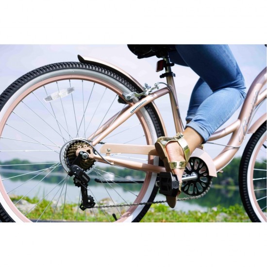 26″ Bayside Women’s Cruiser Bike, Rose Gold
