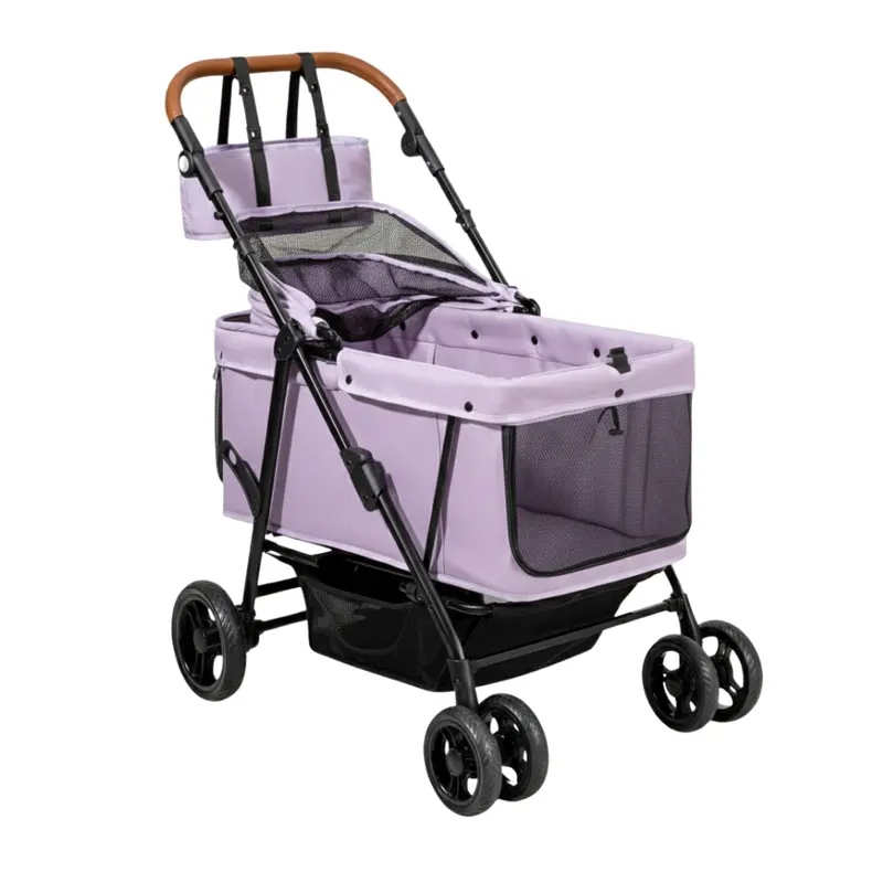 Spacious Foldable Dog Stroller for Medium to Large Breeds – Ventilated Cabin