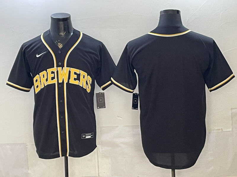 Men's Milwaukee Brewers Fashion Replica Black Out Jersey