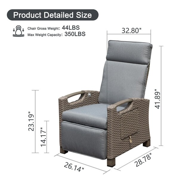 Patio Adjustable Recliner Chair with HandWoven Wicker