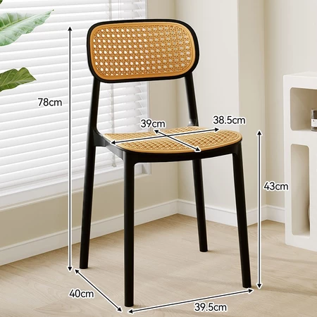 Rattan plastic chair thickened dining chair stackable outdoor restaurant backrest leisure chair