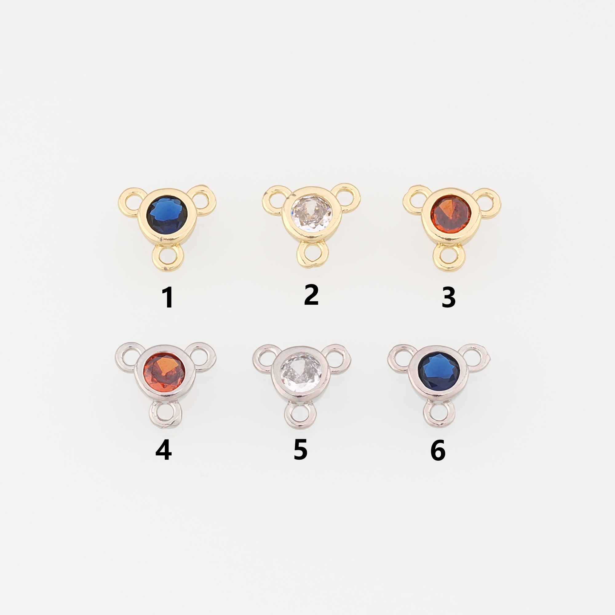 18K Gold Filled Round Connector,CZ Round Charm Necklace Bracelet for DIY Jewelry Making Supply