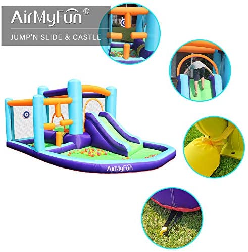 AirMyFun Bounce House Inflatable Bouncer House,Jumping Castle with Slide,Backyard Bouncing Slide,Party Bouncer House with Long Slide with Air Blower