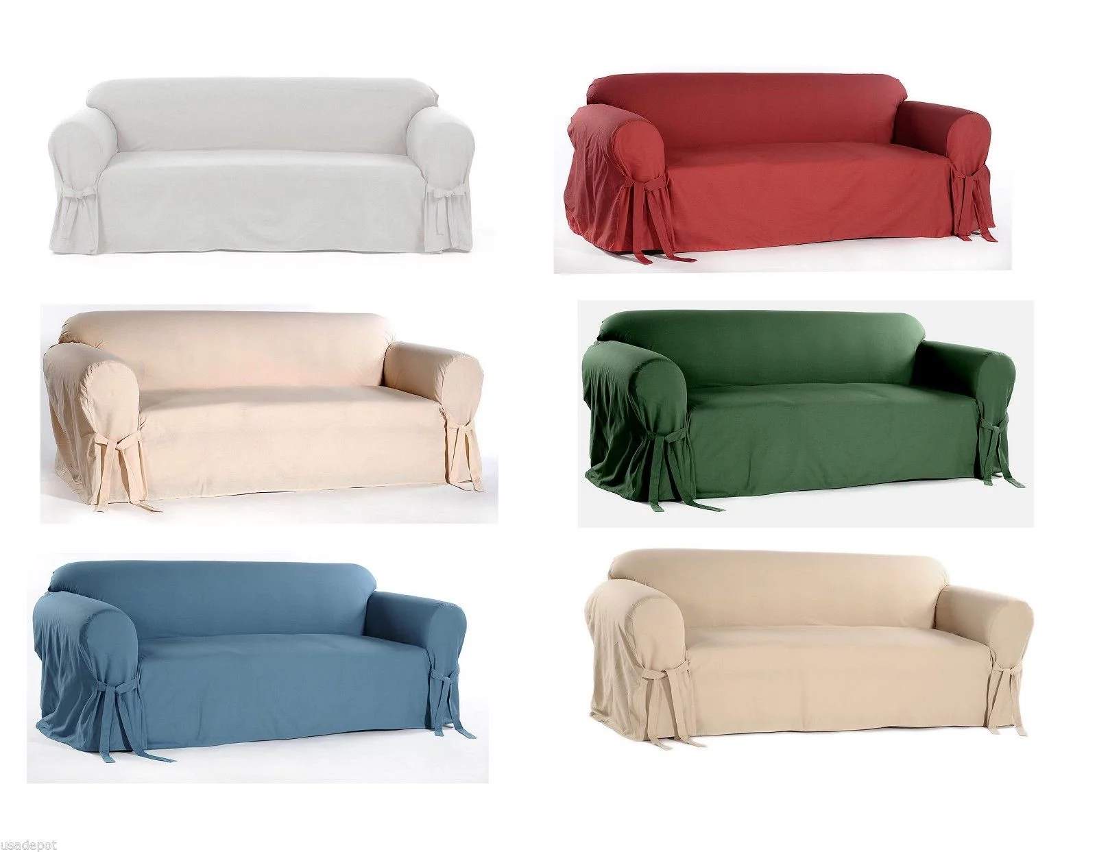 Cotton Dock Round Arm Slipcover for Sofa, Loveseat and Chair