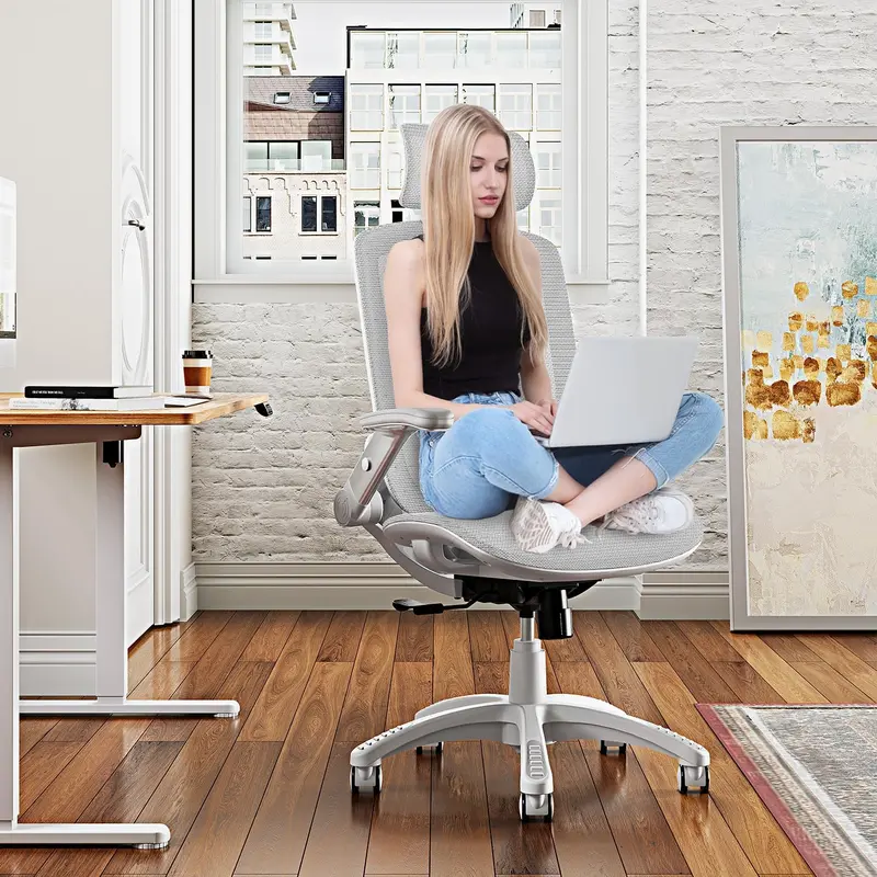 Premium Ergonomic Task Chair – High-Back Mesh Seat with Headrest, Flip-Up Arms, Tilt Lock & Extra-Wide Cushion (Black)