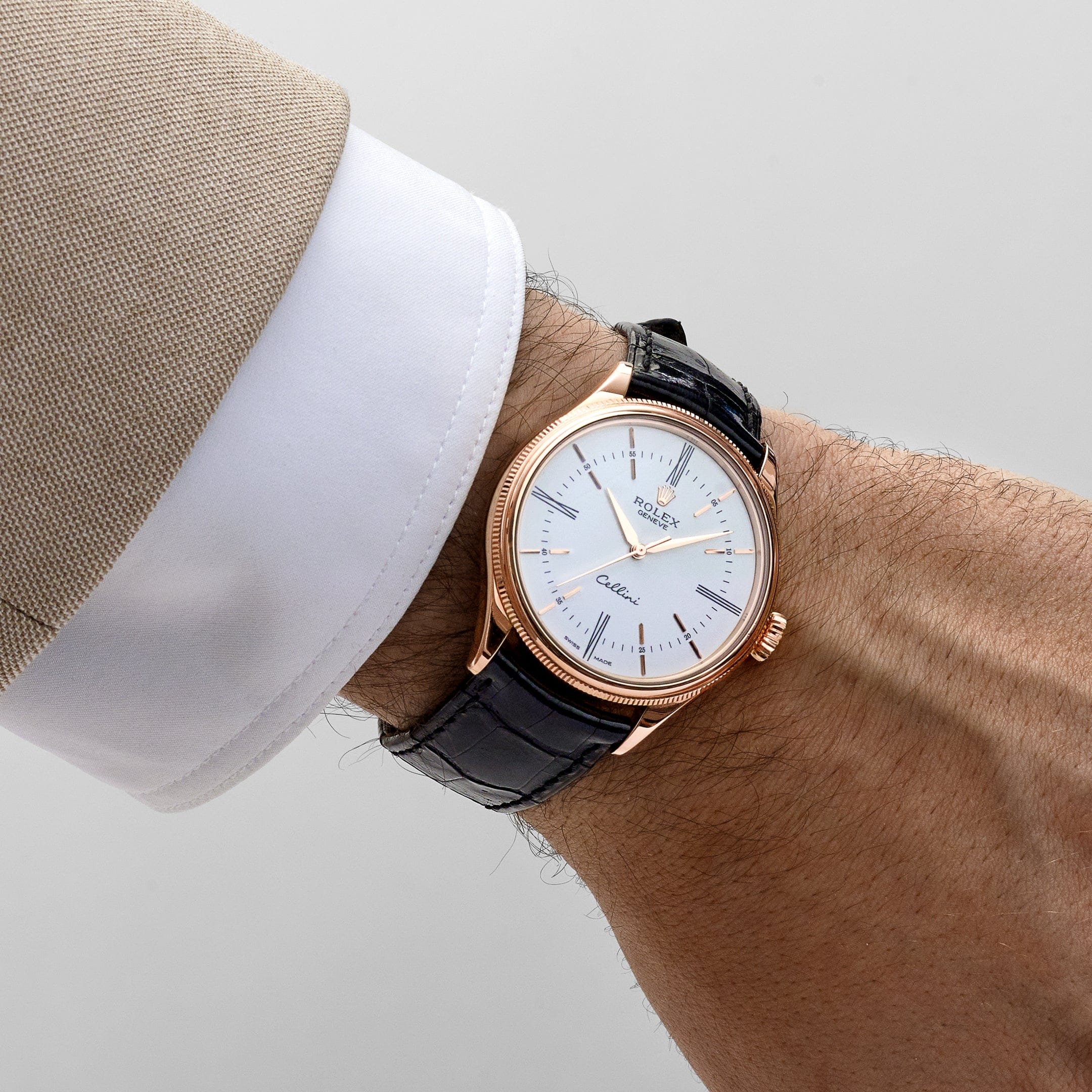 Rolex Cellini Time 50505-0021 Rose Gold White Dial
