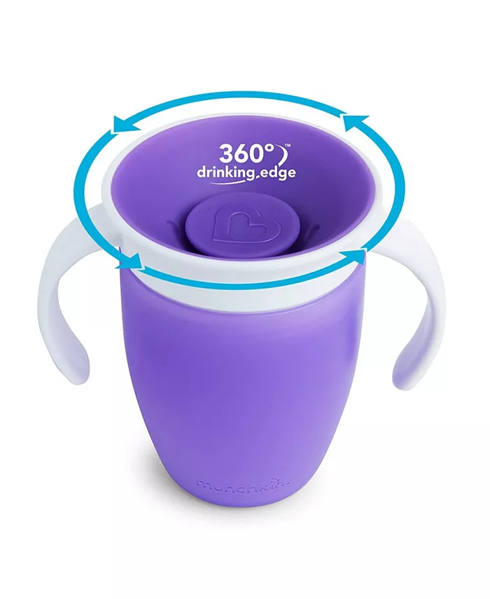 Munchkin Miracle 360 Trainer Cup, 7 Ounce, 2 Pack, Pink Purple