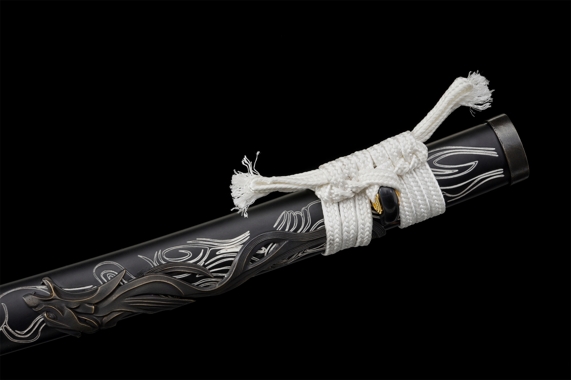 Ghost of Yotei Katana – Manganese Steel, Twin Wolf Tsuba, Full Tang