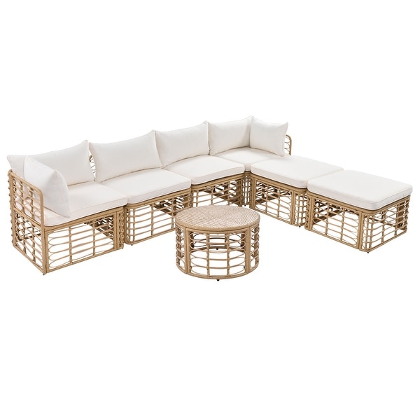 Leisure Zone 7 Pieces AllWeather Rattan Sectional Sofa Set
