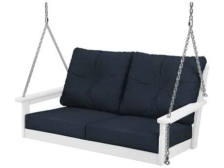 POLYWOOD Vineyard Deep Seating Swing in Slate Grey / Natural Linen