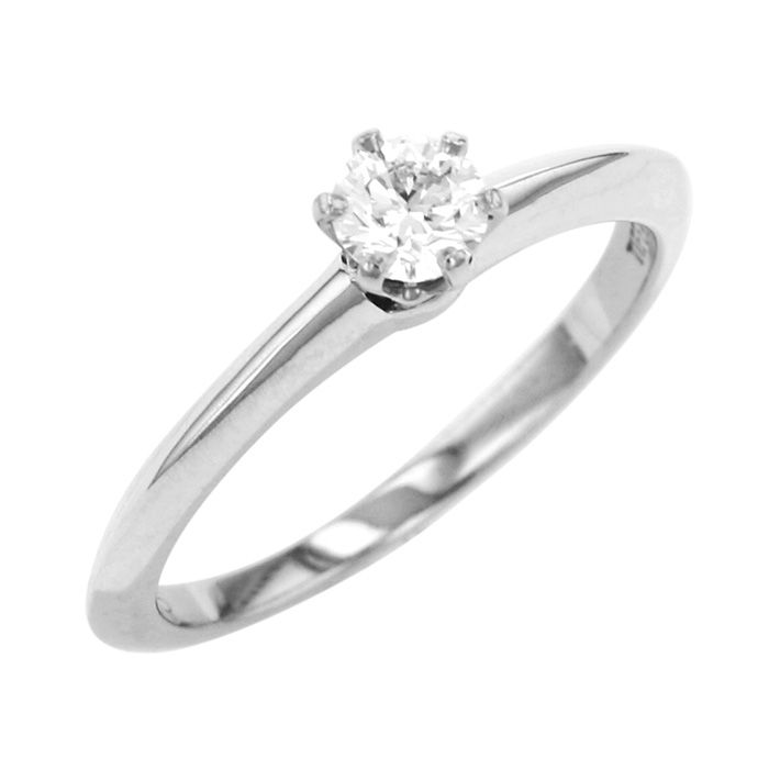 Tiffany & Co. Solitaire Diamond #11 Ring Platinum