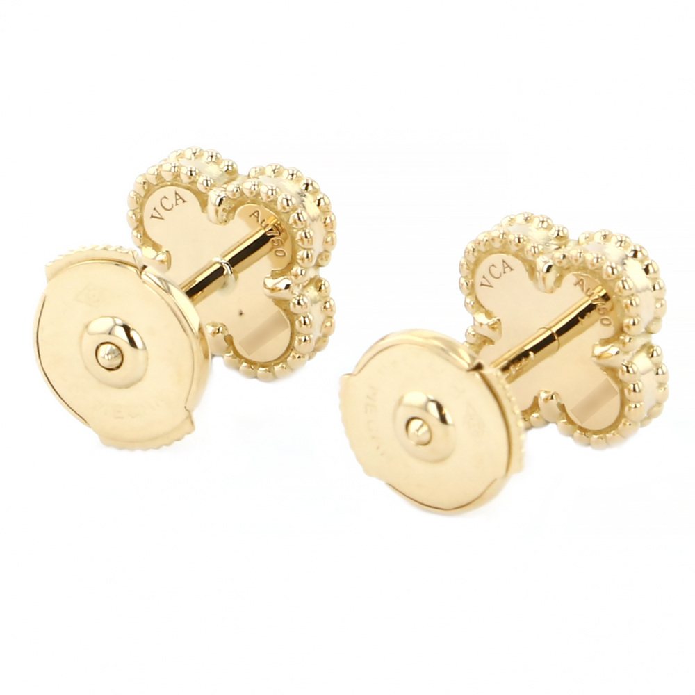 Van Cleef & Arpels Sweet Alhambra Mother of Pearl Earrings 18K Yellow Gold
