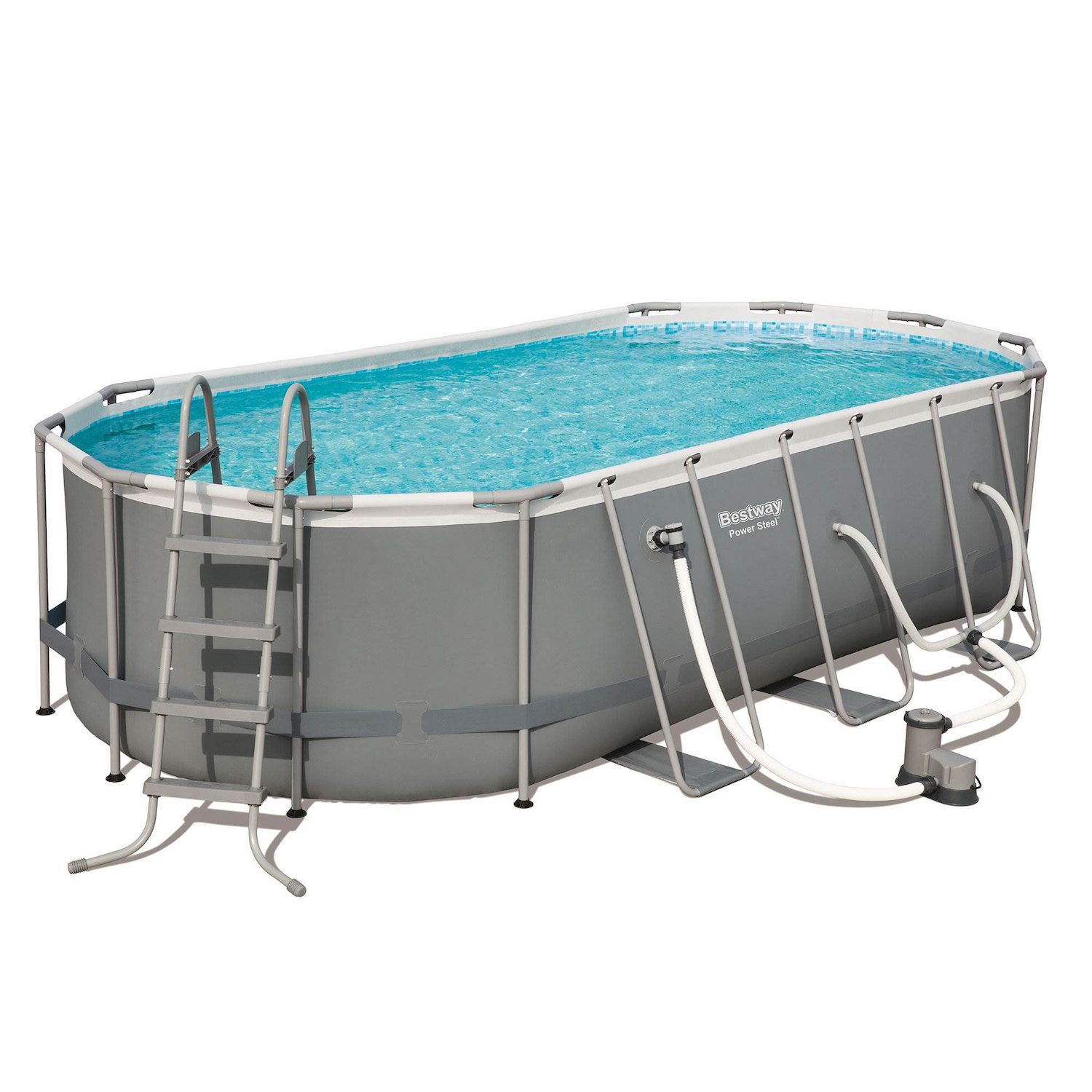 Bestway Power Steel 18ft x 9ft x 48in Above Ground Swimming Pool Set with Pump