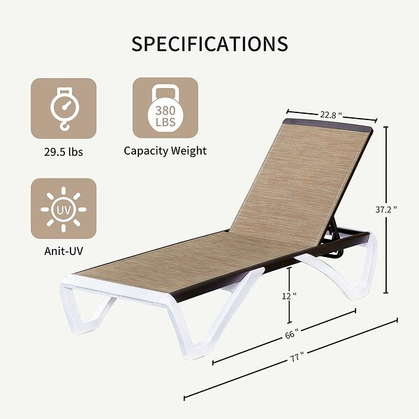 Domi Patio Chaise Lounge,AllWeather Adjustable Recliner with Wheels,Stackable