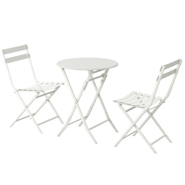 3Piece Patio Bistro Set of Foldable Round Table and Chairs,Yellow