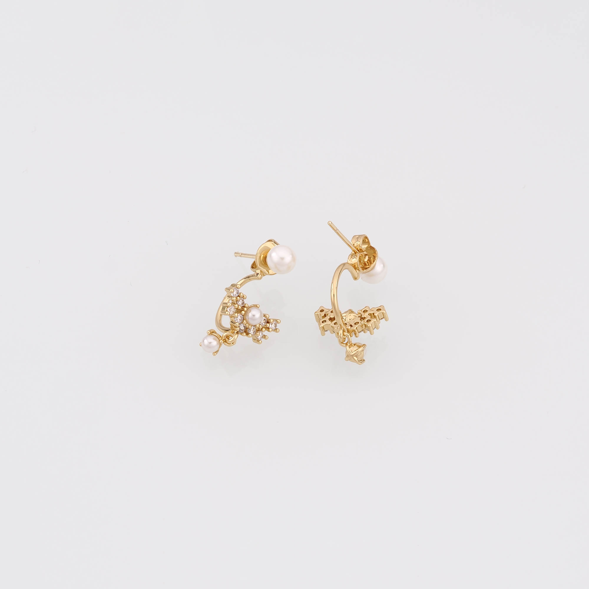 18K Gold Filled Pearl Stud Earrings,Zircon Stud Earrings,Minimalist Earring,Gift for Wife