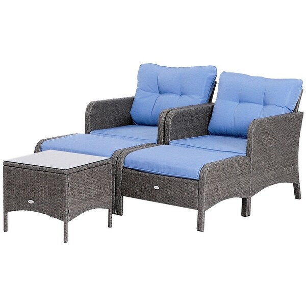 Outsunny 5piece Wicker Patio Chairs,Ottomans,and Coffee Table Set